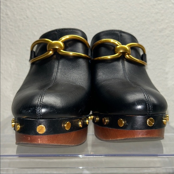 Veronica Beard Giles Block Heel Mule Clogs, Black,Size 8M Bohemian leather Heel - Picture 9 of 12